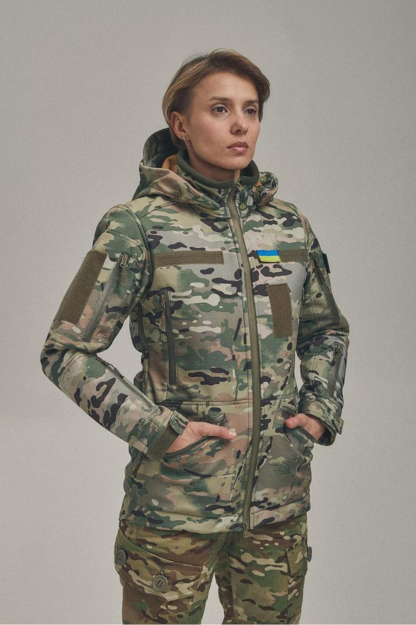 Куртка Зимова жіноча Soft Shell 2 в 1 з відстібним утеплювачем Мультикам, фото 1