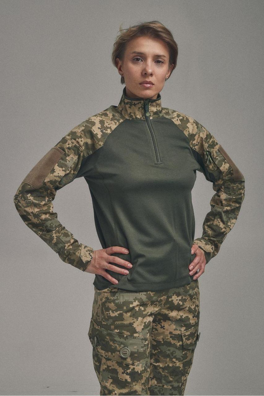 Тактична сорочка Убакс жіноча (Лакоста піке хакі) з довгими рукавами ріп-стоп Піксель, фото 1