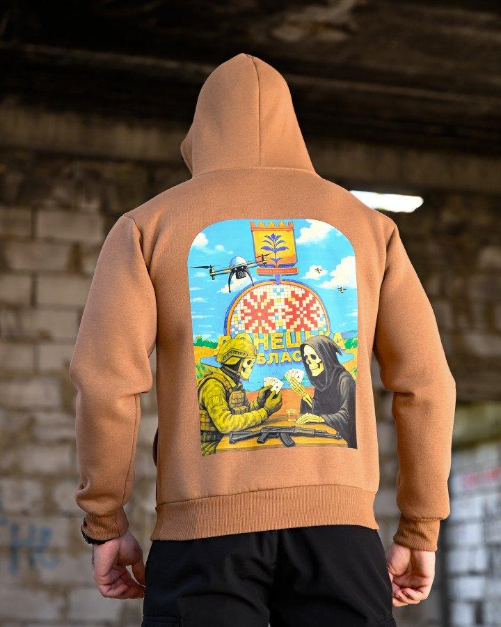 Мілітарі худі на флісі GENESIS з принтом Донецька область койот ПП8083 ТМ, фото 1