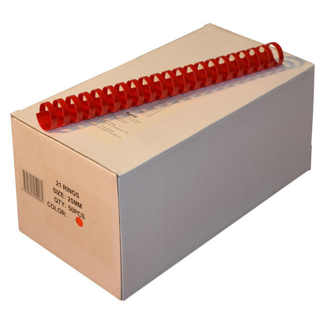 Пружини пластикові 25 мм червоні, 50 шт/уп., 190-220 аркушів.