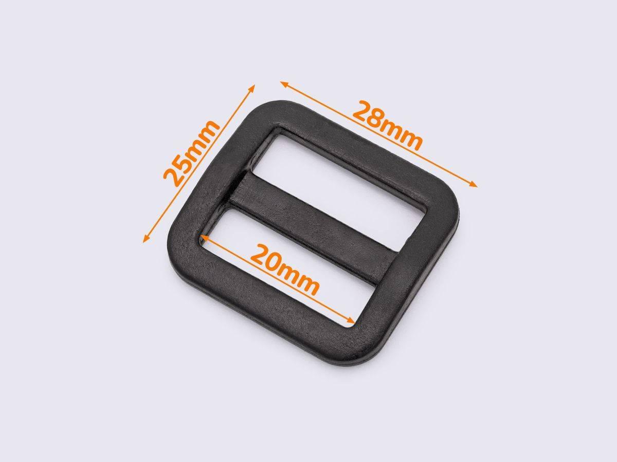 Пряжка перетяжка 20 мм двохщілинна пластикова чорна РП/2-2010, фото 1