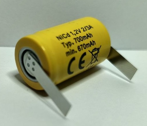 Акумулятор Mexcel 2/3 A 1.2V 700mAh Ni-Cd з виведеннями, фото 1