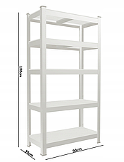 Набір з 2-х металевих стелажів (180 x 90 x 30 см) 5 полиць, навантаження - 175 кг на полицю, Сірий, фото 5