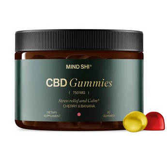 Mind Shi CBD Gummies 750 mg 30 жувальних цукерок, Вишня-Банан