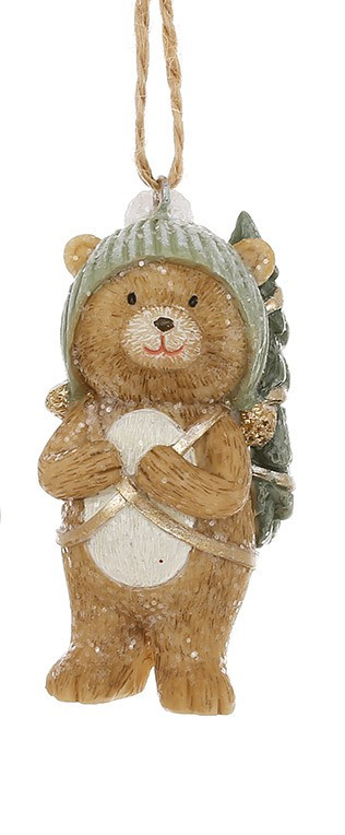 Ялинкова прикраса Ведмедик Тедді з ялинкою 7 см, фото 1