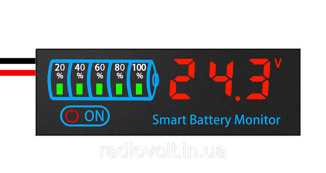 Універсальний індикатор ємності акумуляторів 4615N, 7–40В, Червоний