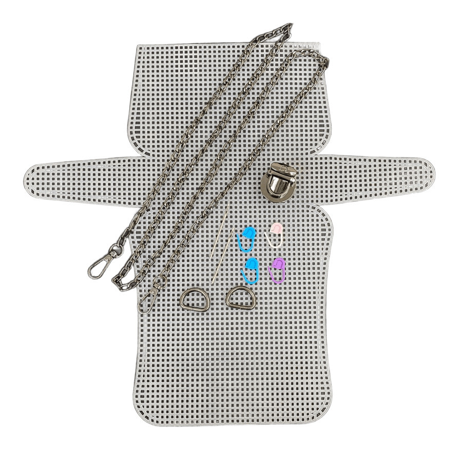 Набір для виготовлення сумки із канви 33*17 та фурнітури чорного кольору. Замок-засувка 31мм, фото 1