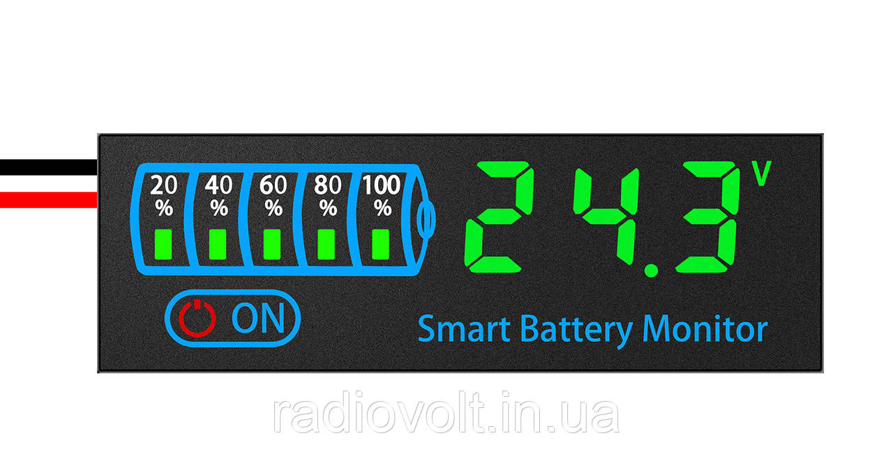Універсальний індикатор ємності акумулятора 4615N, 7–55В, Зелений