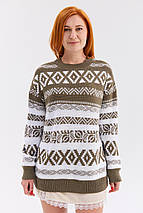 Джемпер "Ягода" (оливковий-білий), фото 2