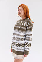 Джемпер "Ягода" (оливковий-білий), фото 3