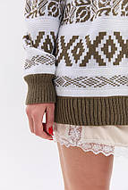 Джемпер "Ягода" (оливковий-білий), фото 5