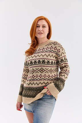 Джемпер "Шафран" (бежевий-бордовий), фото 1