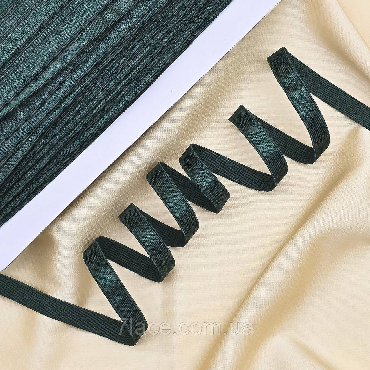Бретельна гумка / ширина 1 см / колір темно-зелений / замовлення від 1 метра, фото 1