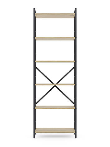 Стелаж Лофт 1800х600х240 Меткас, 35 кг/полицю, 6 полиць, ЛДСП, антрацит-дуб артізан, фото 1