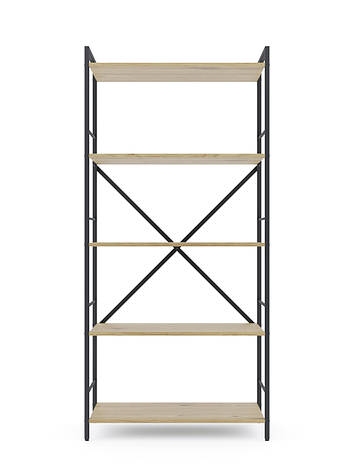 Стелаж Лофт 1700х800х350 Меткас, 35 кг/полицю, 5 полиць, ЛДСП, антрацит-дуб артізан, фото 1