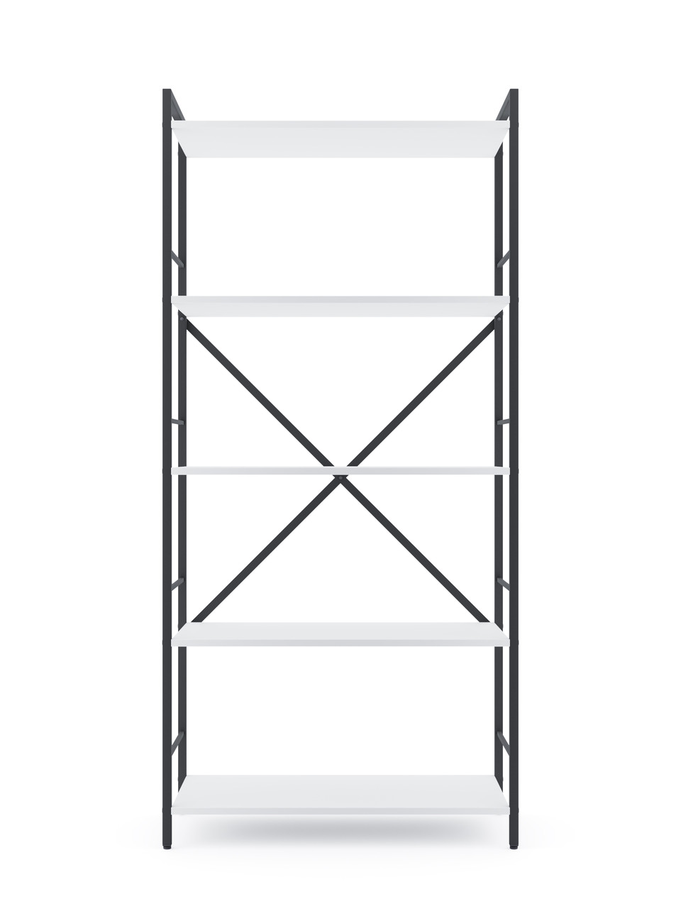 Стелаж Лофт 1700х800х350 Меткас, 35 кг/полицю, 5 полиць, ЛДСП, антрацит-білий сніг