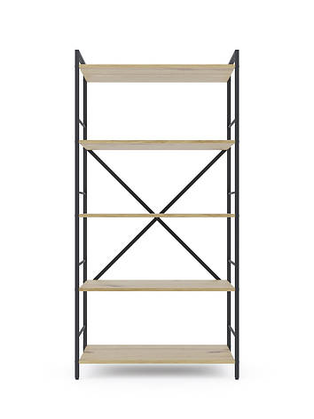 Стелаж Лофт 1600х800х400 Меткас, 35 кг/полицю, 5 полиць, ЛДСП, антрацит-дуб артізан, фото 1