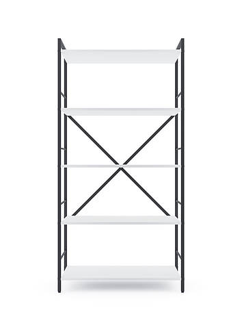 Стелаж Лофт 1600х800х400 Меткас, 35 кг/полицю, 5 полиць, ЛДСП, антрацит-білий сніг, фото 1