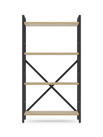 Стелаж Лофт 1100х600х240 Меткас, 35 кг/полицю, 4 полиці, ЛДСП, антрацит-дуб артізан, фото 1