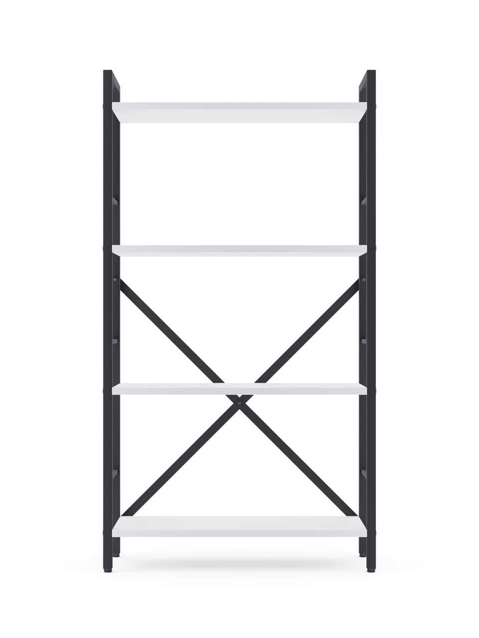 Стелаж Лофт 1100х600х240 Меткас, 35 кг/полиця, 4 полиці, ЛДСП, антрацит-білий сніг