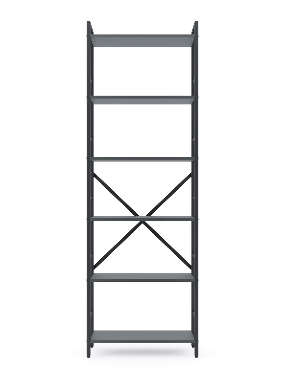 Стелаж Лофт 1800х600х240 Меткас, 35 кг/полицю, 6 полиць, ЛДСП, антрацит-антрацит