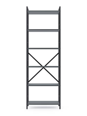 Стелаж Лофт 1800х600х240 Меткас, 35 кг/полицю, 6 полиць, ЛДСП, антрацит-антрацит, фото 1
