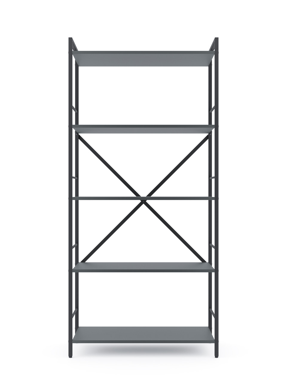 Стелаж Лофт 1700х800х350 Меткас, 35 кг/полицю, 5 полиць, ЛДСП, антрацит-антрацит