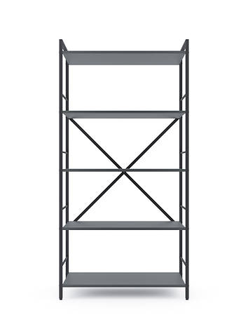 Стелаж Лофт 1600х800х400 Меткас, 35 кг/полицю, 5 полиць, ЛДСП, антрацит-антрацит, фото 1