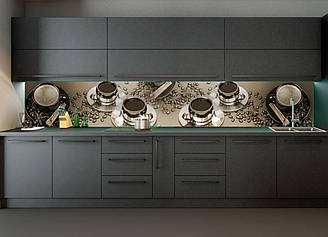 Кухонний фартух ПВХ 60х200см Кава з цукром вологостійка наклейка на стіну кухні бронза скиналі