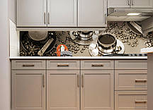 Кухонний фартух самоклейка 60х200см Кава з цукром повноколірний фотодрук наклейка на стіну кухні бронза скиналі