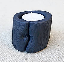 Підсвічник дерев'яний міні "Black Wood", під чайну свічку, шліфування, випал, олія віск, фото 2