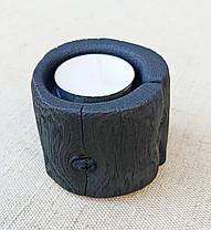 Підсвічник дерев'яний міні "Black Wood", під чайну свічку, шліфування, випал, олія віск, фото 5