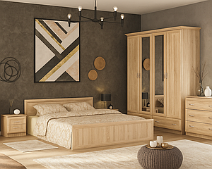 Сучасний модульний спальний гарнітур з туалетним столиком комодом шафою дуб сонома Соната Мебель Сервіс