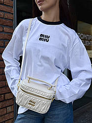 👕 Miu Miu Cotton T-shirt with Embroidered Logo White/Black S