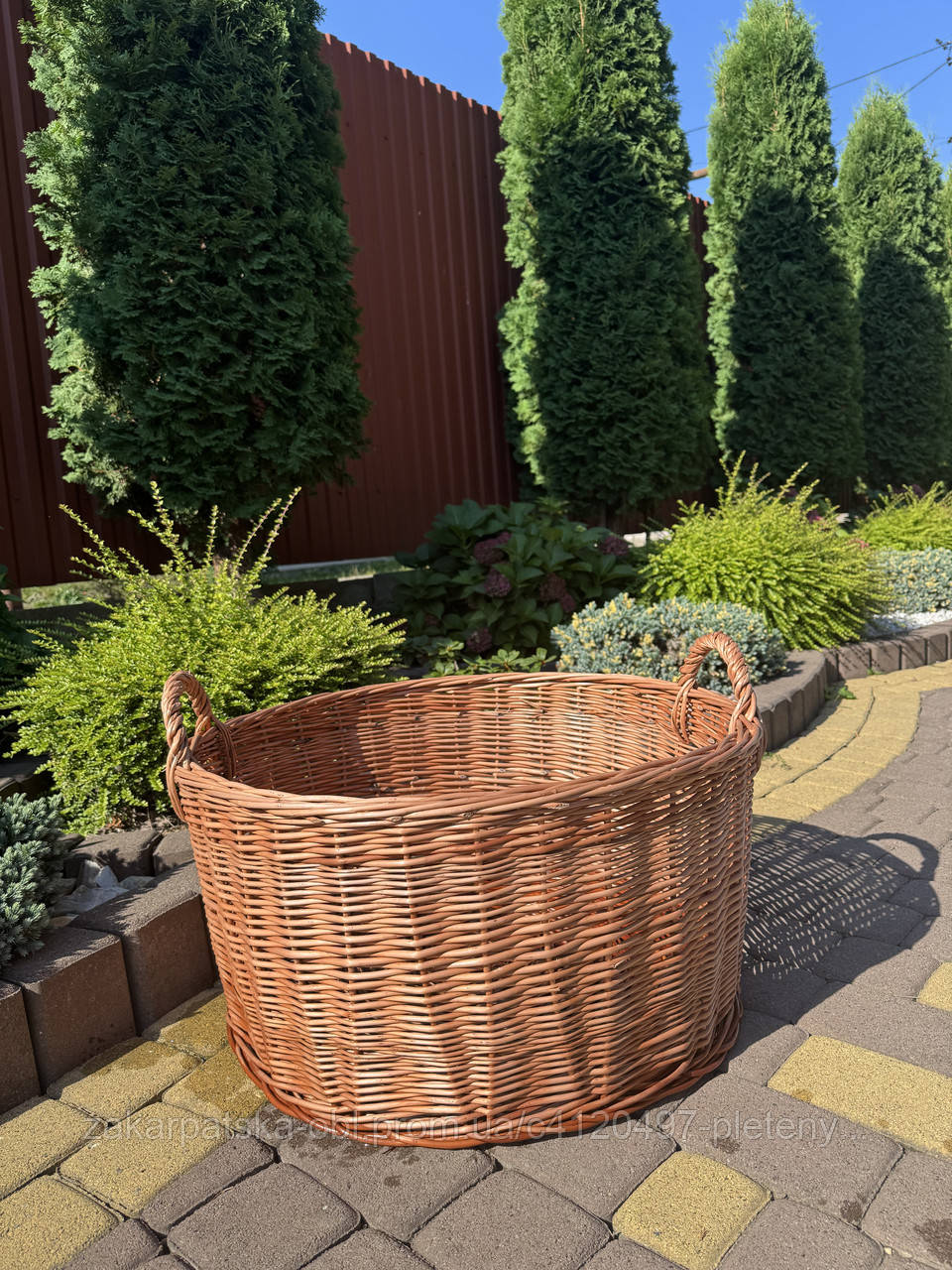 Корзинка Гігант із відбірної лози в натуральному кольорі, фото 1