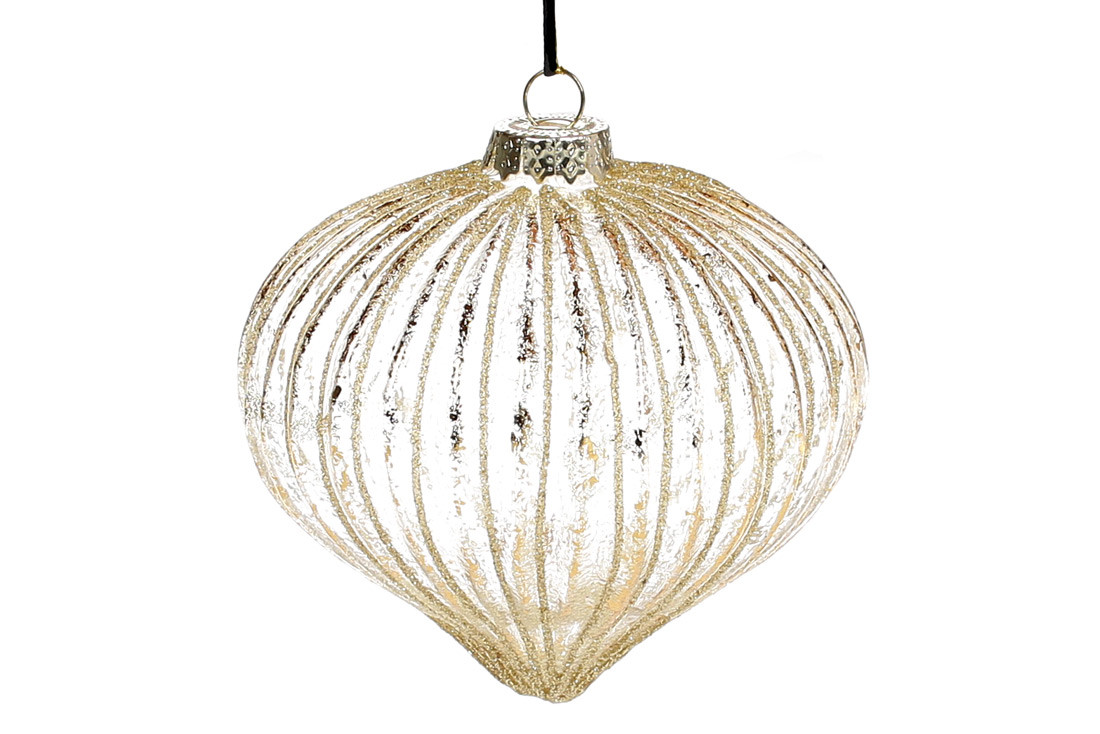 Ялинкова прикраса з прозорого скла, колір - золото, фото 1