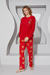Жіноча тепла піжама з флісу полар Hope, червона S