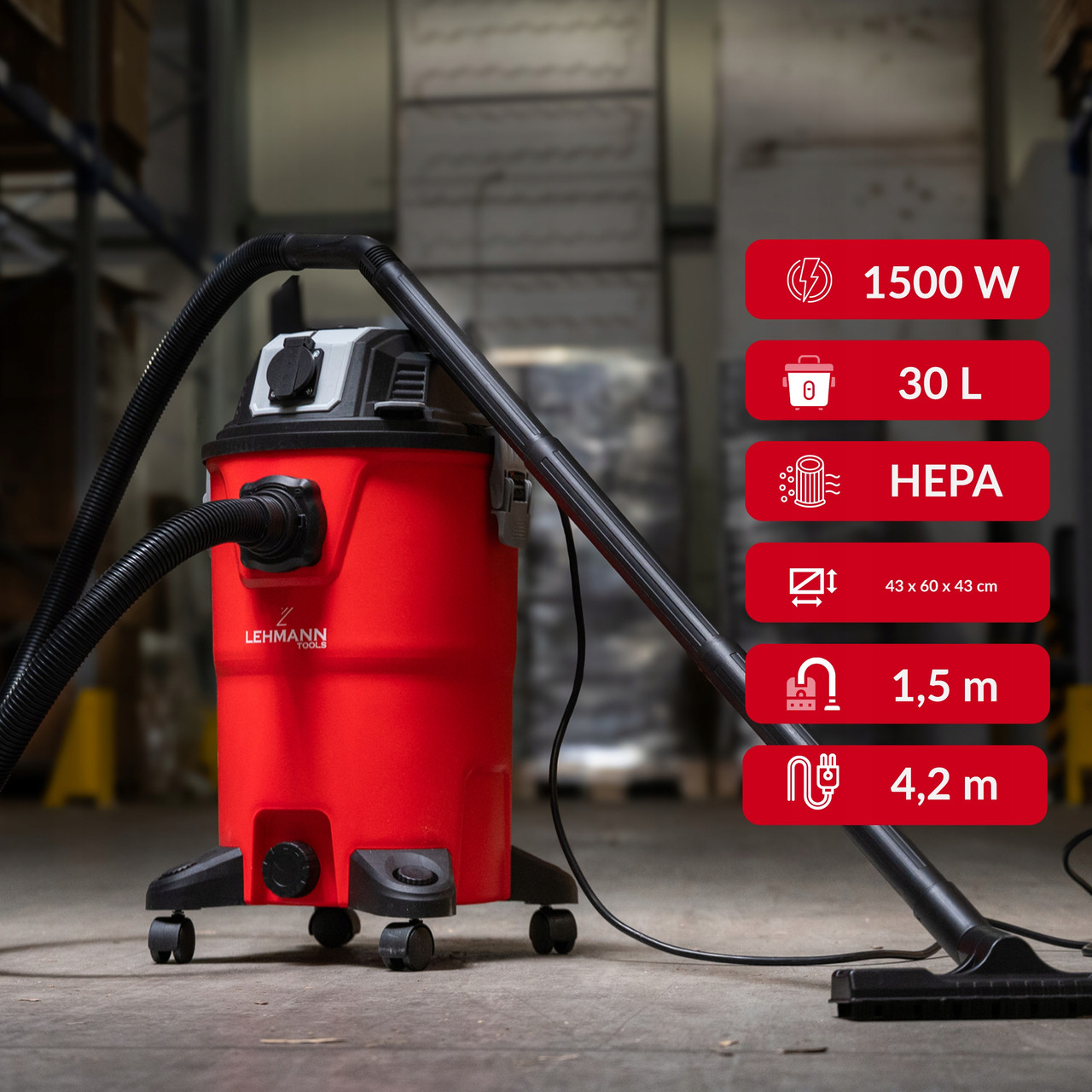 Промисловий пилосос для вологого та сухого прибирання Lehmann KRAFTO, фото 1