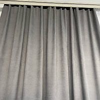 Готові однотонні штори мікровелюр, Сірі, з тюлем (SHTN-PK-339), фото 8
