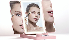 Дзеркало для макіяжу з підсвічуванням та очищувачем для контактних лінз 15х10 см