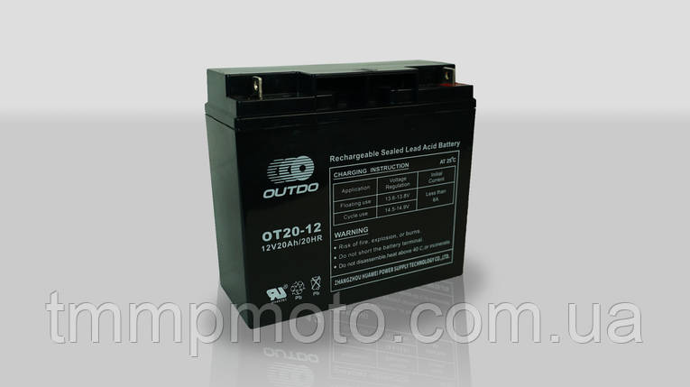 АКБ 12V-20A-BS 181*76*167мм AGM outdo, фото 1