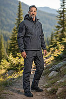 Тактичний чоловічий костюм Eagle Soft Shell на флісі чорний