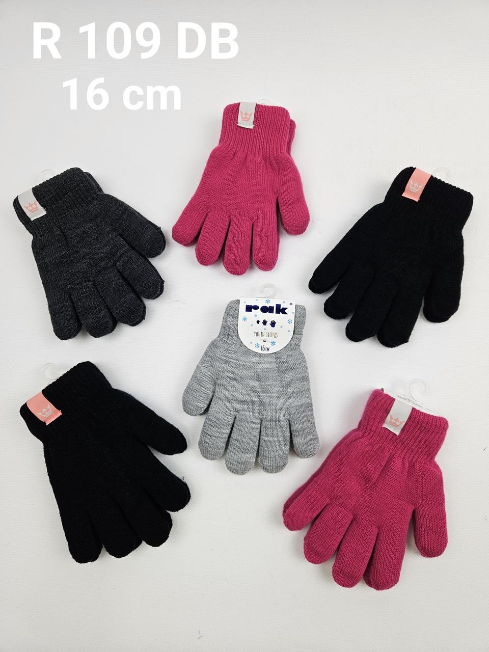 Дитячі утеплені польські рукавиці для дівчат р. 16 см (6-8 р) (6 пар набір), фото 1