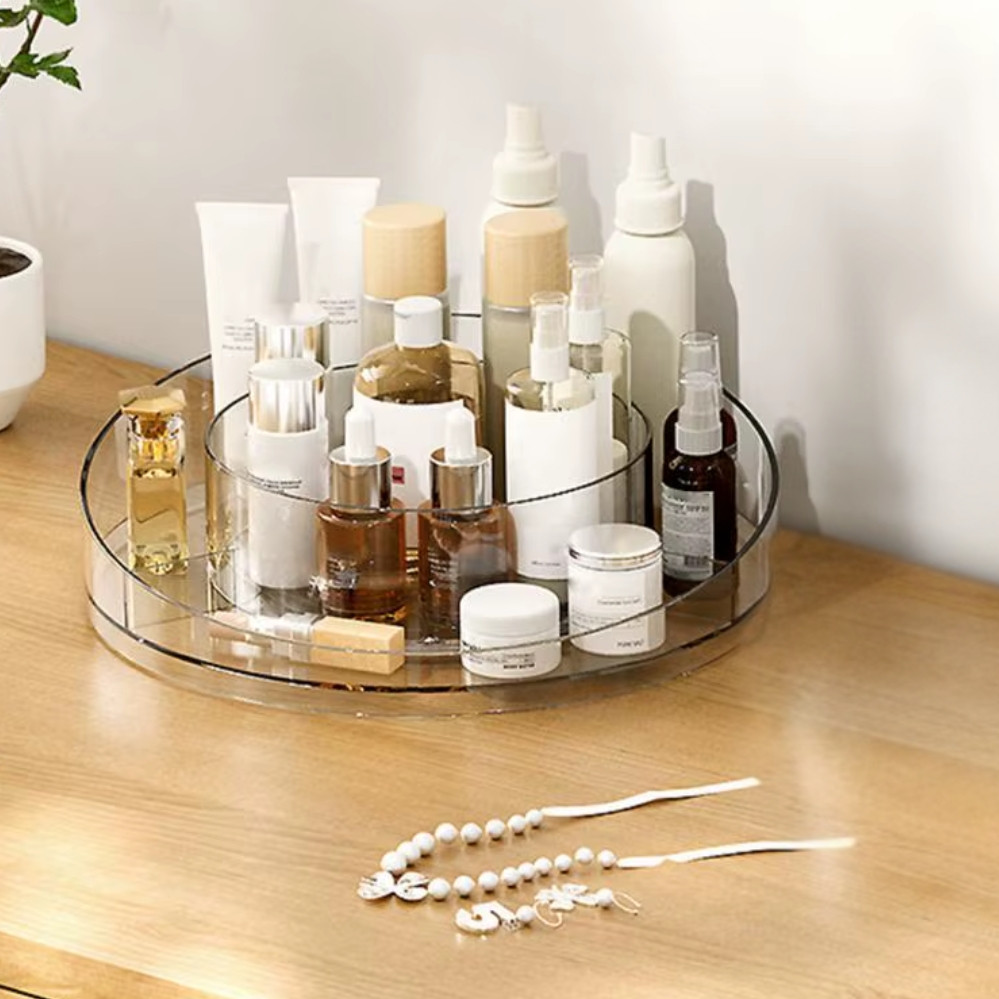 Настільна підставка для косметики Поворотний органайзер для косметики Прозорий обертовий органайзер, фото 1