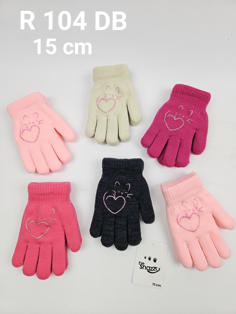 Дитячі польські утеплені рукавиці для дівчат р. 15 см (4-6 р) (6 шт. набір), фото 1