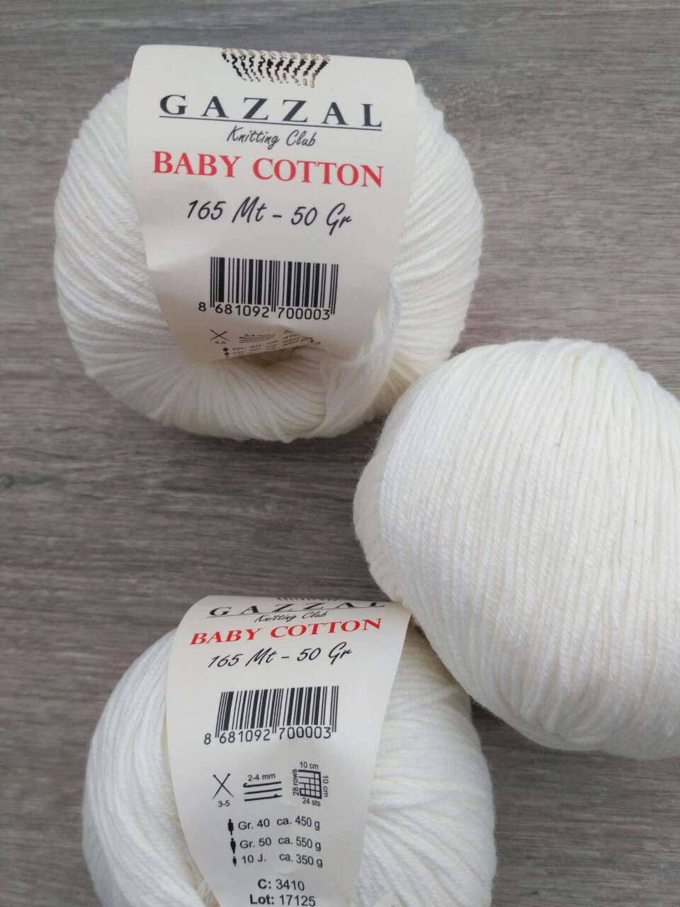 Пряжа Gazzal Cotton Baby - 3410 білий
