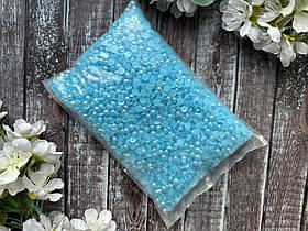 Напівнамистини глянець з пререливом АВ 6 мм, близько 250 гр, ніжно-блакитного  кольору