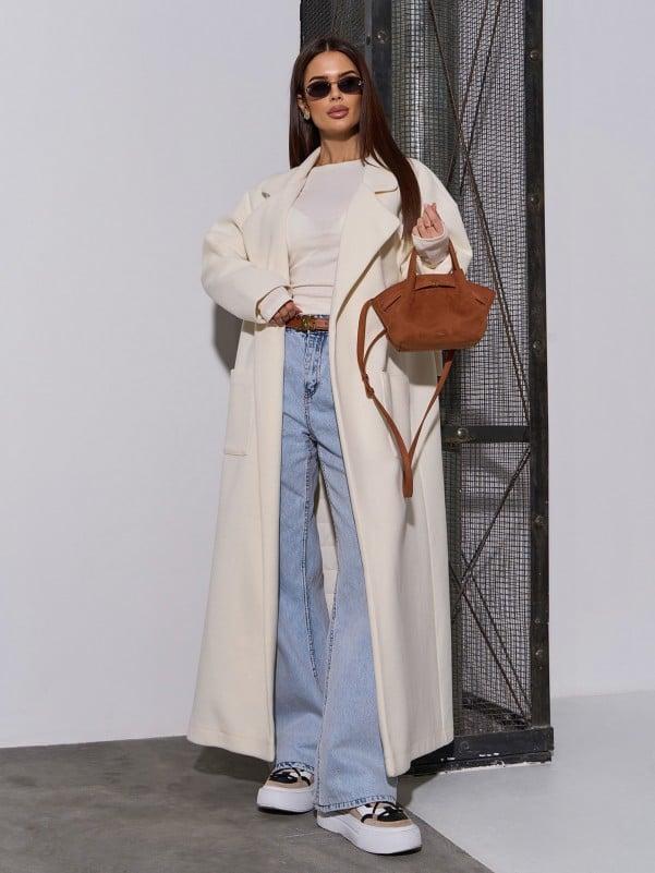 Пальто ISSA PLUS 15046 L молочне, фото 1