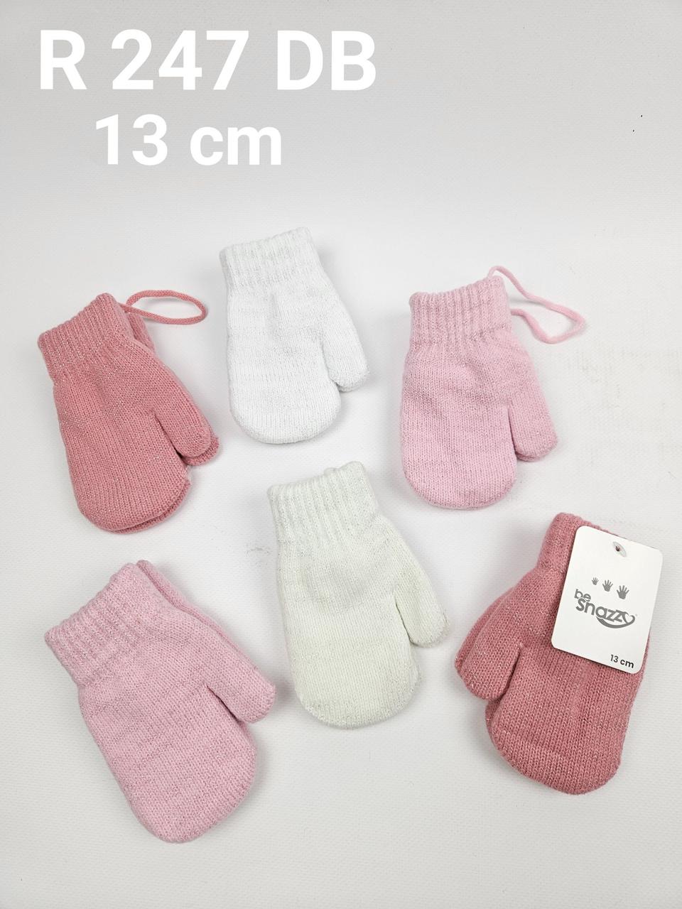 Дитячі утеплені польські рукавички для дівчат р.13 см (1-2 роки) (6 пар набір)