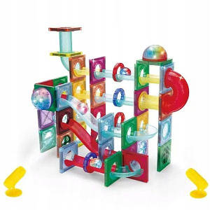 Конструктор магнітний на 110 деталей "Лабіринт із кульками" Magnetic Building Blocks